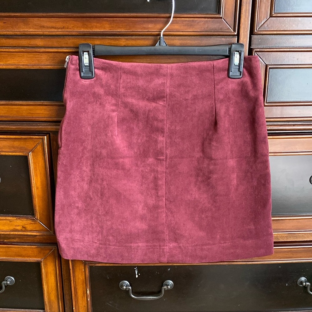 Elegant Burgundy Suede Skirt